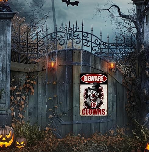 Halloween Signs Clown Decorations Creepy Stuff Scary Decor For Circus Yard Warning Metal Sign Beware Of Clowns 12x8 Inches thumbnail 7