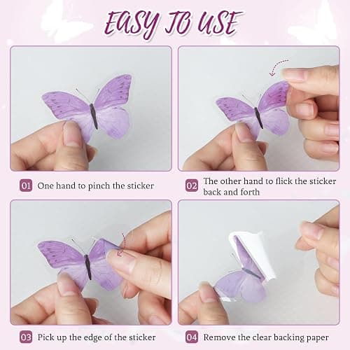 40PCS Purple Butterfly Stickers, Butterfly Stickers Waterproof for Scrapbook Journal Laptop Gift Water Bottle Cell Phone Cases for Adults Kids Aesthetic Crafts thumbnail 8