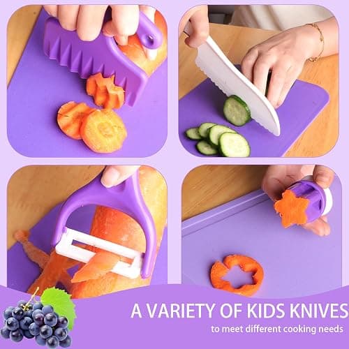 Montessori Kids Knife Set for Real Cooking – Safe Kitchen Tools, Toddler Cooking Toys for Ages 4-10, Birthday Gift for Girls & Boys, Educational Cutting Set thumbnail 3