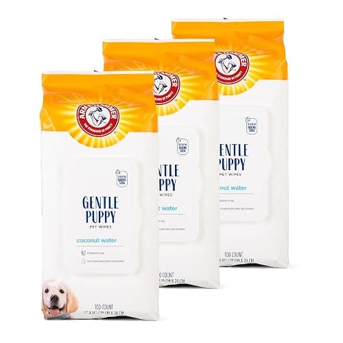 Arm & Hammer for Pets Gentle Puppy Bath Wipes, Coconut Water All Purpose Puppy Cleaning Wipes Remove Odor & Refresh Skin for Pets Gentle Tearless Pet Wipes 100 Count, (Pack of 3) - Image 1