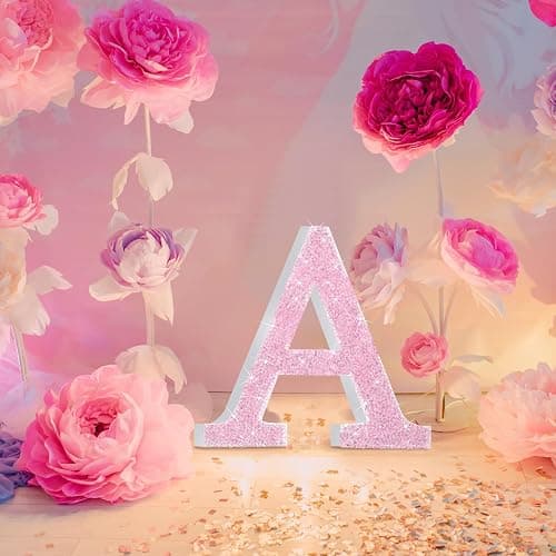 Qunclay Pink Crystal Diamond Bling Letters Crushed Diamond Decoration Wooden Glitter Letters with Screw and Hooks Rhinestone Gift for Christmas Y2k Mcbling Bedroom Wall Decor (5.7"l X 5.7"w,Letter A) thumbnail 2