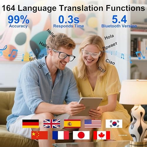 Giwbeiv AI Smart Glasses for Men and Women with Chat GPT, Bluetooth Translation Glasses with 164 Languages and Color-Change Lens, Music Playback, Hands-Free Calls, UV & Blue Light Protection thumbnail 2