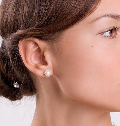 Pearl Stud Earrings, 12 Pairs Hypoallergenic Pearl Earrings Stud for Women | Hypoallergenic Composite White Round Ball Earrings Set Birthday Bridal Wedding Christmas Jewelry Daily Wear thumbnail 5