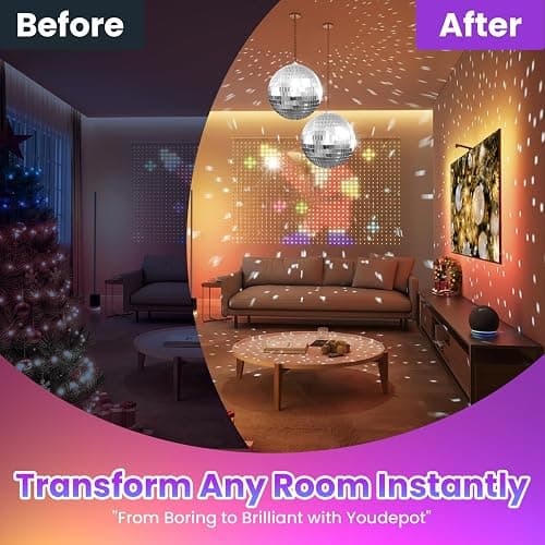 Youdepot Disco Ball 4" Inch 2-Pack,Silver Hanging Ball with Attached String for Ring,Reflects Light,Fun Party Home Bands Decorations,Party Favor. thumbnail 5