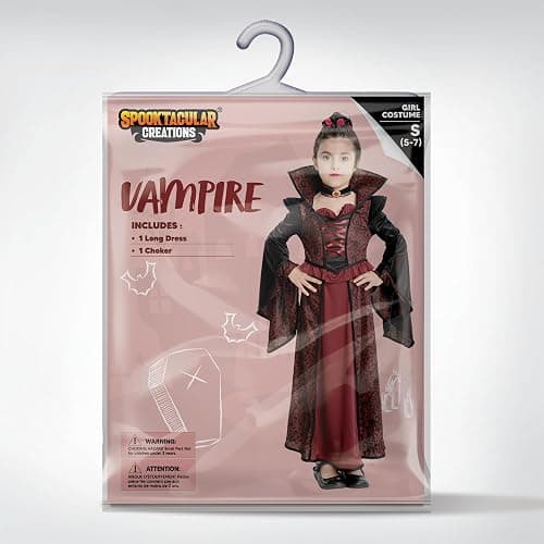 Spooktacular Creations Halloween Royal Vampire Costume Set for Girls Halloween Dress Up Party, Cosplay, Vampire-Themed Party thumbnail 7