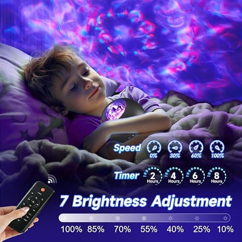 COOLNIGHT Galaxy Light Projector, 210 Light Effects Ceiling Projector with 15 White Noise, HiFi Bluetooth Galaxy Projector for Bedroom, Remote & Timer –Galaxy Projector Lights for Bedroom Adults thumbnail 4