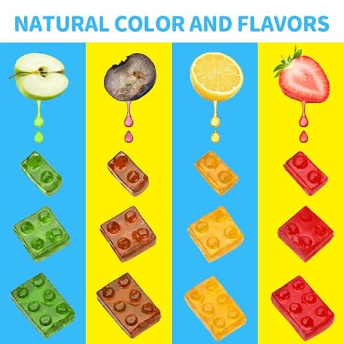 AMOS 4D Gummy Blocks Candy Bricks, Edible Building Blocks, Themed Novelty Candy for Kids Birthday Party, Cupcake Topper, Resealable 2.19oz Bag (Pack of 3) thumbnail 7
