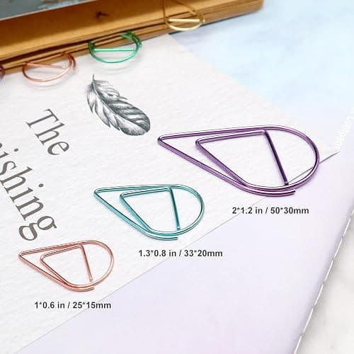 DEEDYGO 250 PCS Multicolor Drop-Shaped Paper Clips, 1 Inch | Teardrop Paperclips, Stainless Steel, For Office School Wedding Scrapbooking, Bookmarks & Planners thumbnail 4
