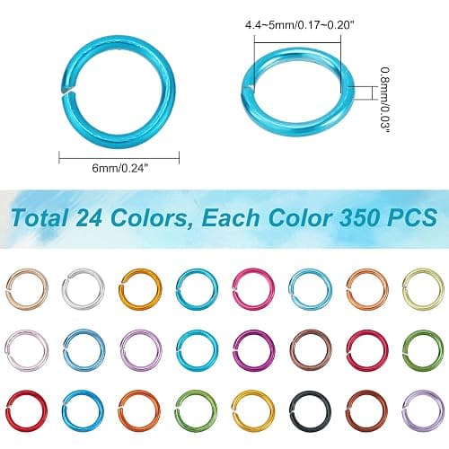 PH PandaHall 8400pcs Aluminum Open Jump Rings 6mm Chainmail Rings Open Jump Rings 24 Color Jewelry Findings for Choker Necklaces Bracelet Earring Chain Maille Jewelry Making thumbnail 3