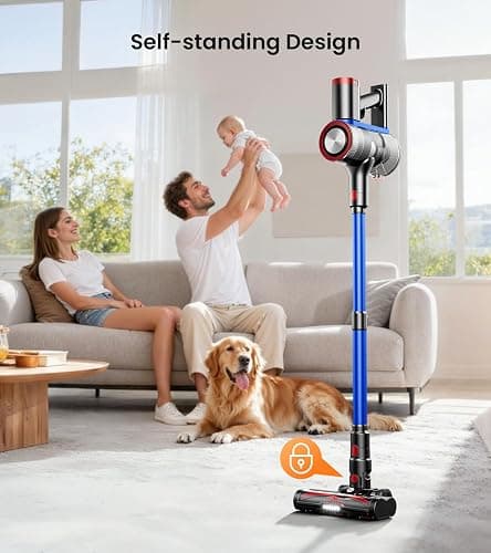 NADALY Cordless Vacuum Cleaner, 550W 45Kpa 65Mins Vacuum Cleaners for Home, Stick Vacuum with LED Display, Anti-Tangle, Self-Standing, 8-in-1 Lightweight Vacuum for Hardwood Floor/Carpet/Pet Hair thumbnail 3