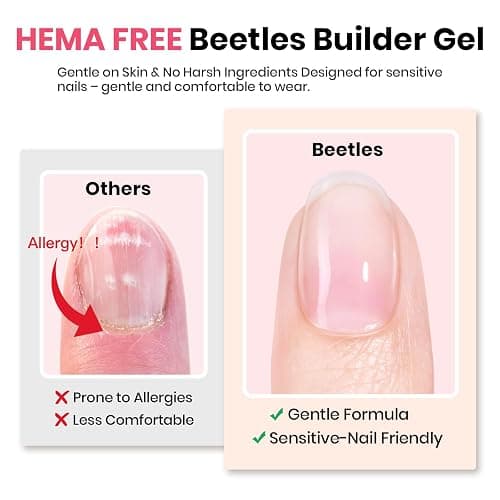 Beetles Builder Gel Set HEMA Free-Blush Whisper 4 Color 7 in 1 Nail Thickening Strengthening Building Apex with Base & Top Coat for Beginner DIY Salon at Home,Nude Builder Nail Gel,UV & LED Lamp Cured thumbnail 2