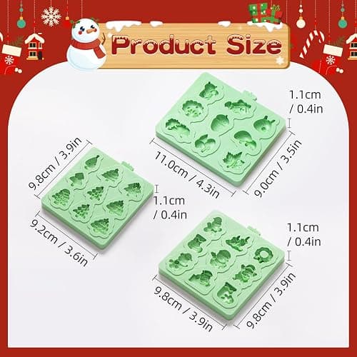 KALAIEN 3 Pcs Christmas Chocolate Molds,Christmas Tree Cake Mold,Santa Claus Fondant Candy Mold for Clay,Candle,Cake Topper Decoration Supplies thumbnail 2