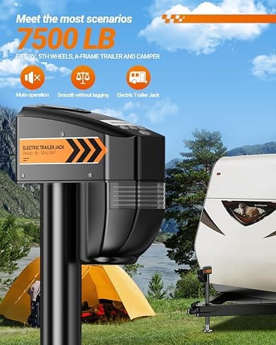 SEALIGHT 7500LB Electric Trailer Jack with Remote Control,Range up to 30 Meters，Electric Tongue Jack, 9.84“-33.85“ Lift, Power Jack for A-Frame, Utility and RV Trailer,12V DC and LED Light thumbnail 2