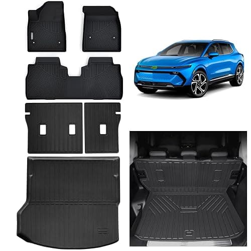 WAYIDSS Floor Mats & Large Trunk Mat for 2024 2025 Chevy Chevrolet Equinox EV (Non Fuel) with Backrest Mat,TPE All Weather Car Floor Liners with Large Cargo Liners Covering The backrest - Image 1