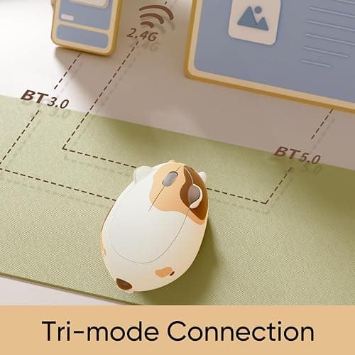 Akko Cat Theme Wireless Gaming Mouse Calico Cat, Tri-Mode Mouse BT3.0/BT5.0/2.4G, Cute Optical Cordless Cartoon Mice for Computer/Laptop/Desktop/PC, Compatible with Mac/Win thumbnail 3