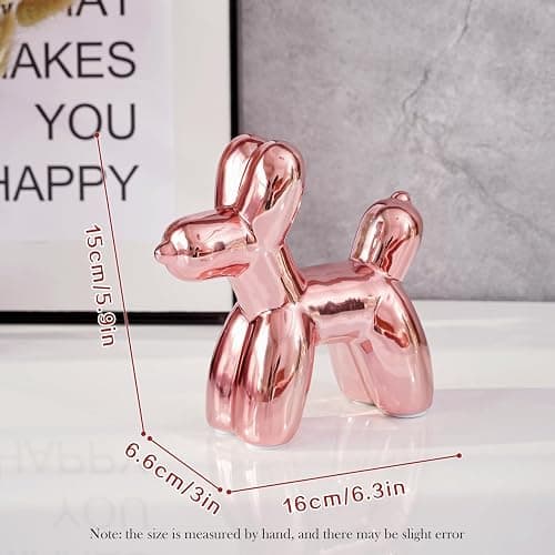 Notakia Cute Ceramics Balloon Dog Statue Crafts Living Room Desktop Decorations,Handmade Modern Small Ceramic Animal Statue Ornament Home Decor Accents thumbnail 3