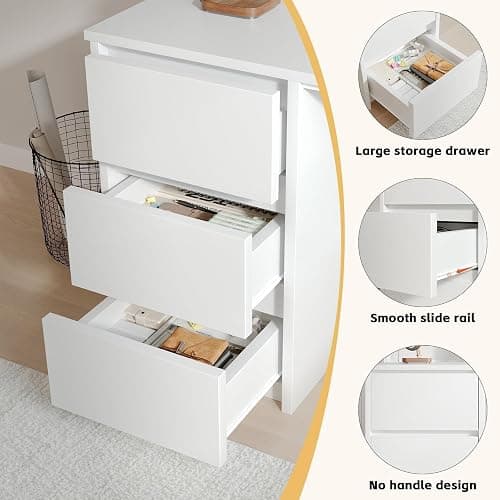 MaverickFurni White Desk with Hutch, 60 Inch Computer Desk with 3 Drawers for Bedroom, Study Writing Desk with Shelves for Small Places, Adjustable Feet thumbnail 7