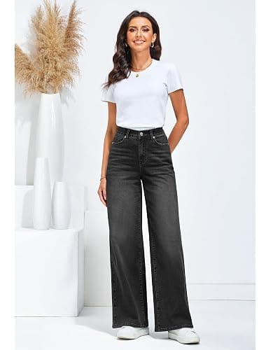 GRAPENT Wide Leg Jeans for Women Trendy High Waisted Stretchy Denim Pants 90s Baggy Jeans Trouser Jeans with Pockets thumbnail 5
