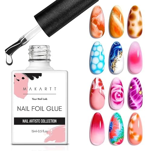 Makartt Nail Foil Glue Transfer Gel for Nail Art Stickers 15ML | Strong Adhesion Foil Transfer Gel, Soak Off, UV LED Lamp Required, Salon DIY Home Gift - Image 1