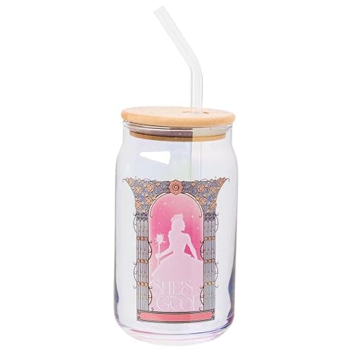 Silver Buffalo Wicked Featuring Elphaba and Glinda She's So Good and Don't Hide Your Magic 2 Pack Glass Jar Tumbler with Bamboo Lid and Glass Straw, 16 Ounces thumbnail 8