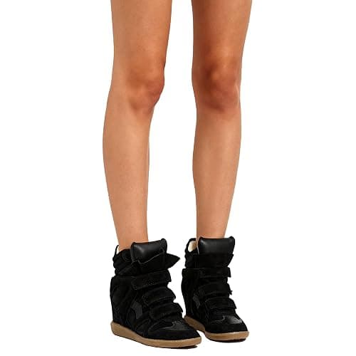 YRRXERSS Wedge Sneakers for Women Suede Tennis Shoes Hidden Wedges Round Toe Strappy High Top Sneakers Comfy Casual Walking Shoes thumbnail 4