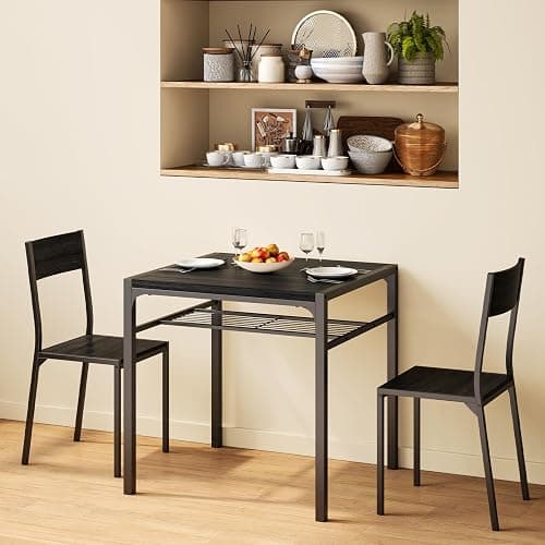 Gizoon Dining Table Set for 2, 3 Piece Kitchen Table with 2 Chairs for Small Space, Apartment, Kitchen, Dining Room, Space-Saving thumbnail 8