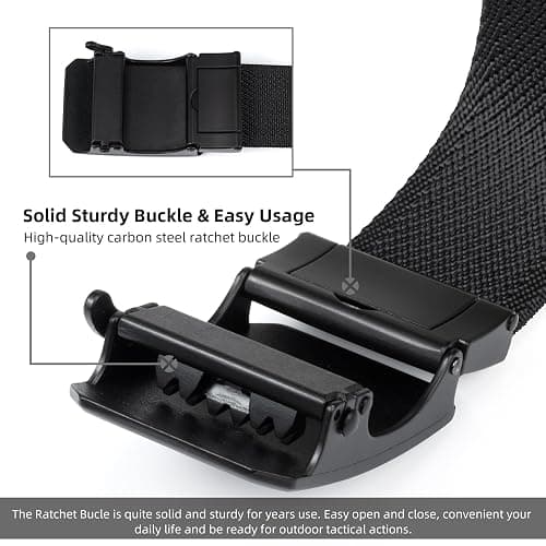 HASHIJI Auto Lock Ratchet Belt for Men | Elegant Dressing Belt Buckle | 1.5" Wide Elastic Nylon Tactical Belts Thicker thumbnail 4