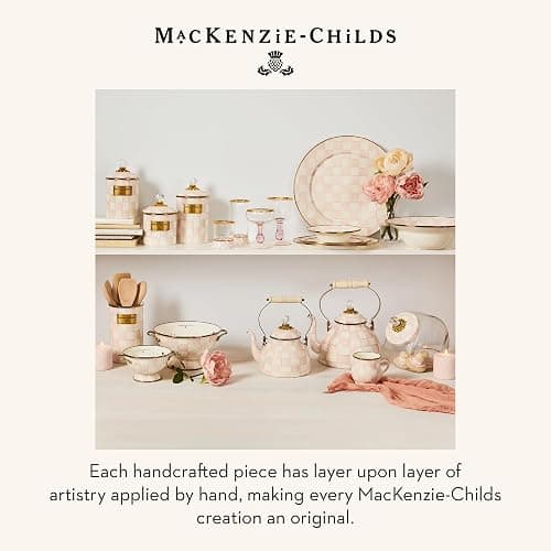 MACKENZIE-CHILDS Rolling Pin, Ceramic Decorative Roller Pin for Baking, Pink-and-White Rosy Check thumbnail 6