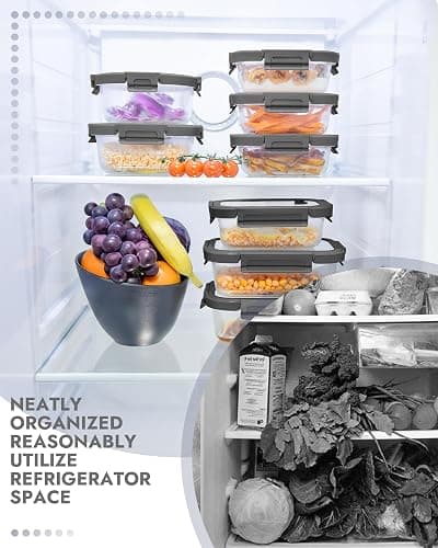 BOROHOUSE 10-Pack Glass Food Storage Containers with Tempered Lids – Borosilicate, Airtight, Oven-Safe (-4°F~950°F), BPA-Free, 4.4 & 1.6 Cup, Leak-Proof, Dishwasher Safe (Gray) thumbnail 8