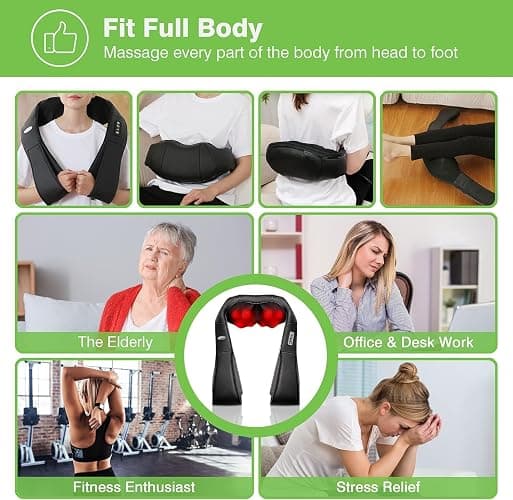 cotsoco Cordless Shiatsu Neck and Shoulder Massager with Heat,Portable Massagers for Neck and Back,3D Deep Tissue Kneading Back Massager for Muscle Pain Relief,Perfect Gifts for Men and Woman - With Battery thumbnail 8