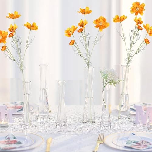 6PCS Cosmos Faux Flowers 24'' Orange Fake Flowers Artificial Daisies Silk Wildflower Stems for Wedding Party Kitchens Home Decoration(Orange) thumbnail 5