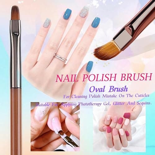5Pcs Nail Art Liner Brushes, Liner Brush for Nails Gel, Thin Nail Art Brush, Sizes 7/9/11/15/25 mm, 3Pcs Nail Art Clean Up Brushes for Nail Design Painting DIY and Clean Polish Mistake On The Cuticles thumbnail 3