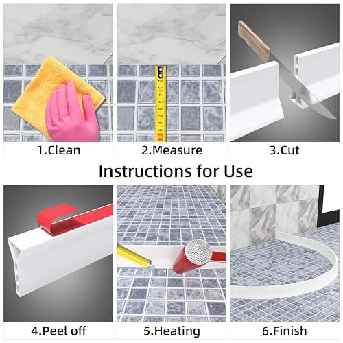 *BOUGHT* 3" High Shower Threshold Water Dam 74 IN Collapsible Shower Water Splash Guard for Curbless Shower Threshold Barrier Water Stopper for Wet and Dry Separation Bathroom and Kitchen (White) thumbnail 7