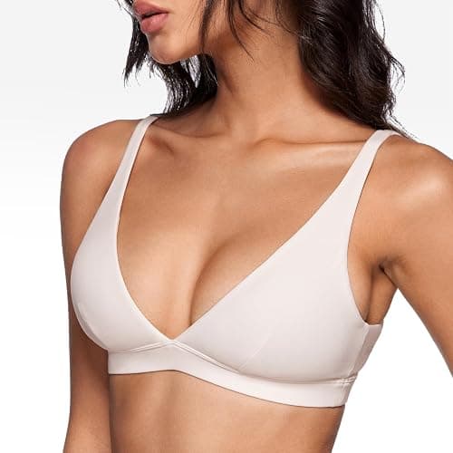 INGIA Deep V-Neck Sports Bra Padded U Back Yoga Workout Bra | Low Impact, Fitness, Yoga, Wireless, Workout, Contour, Crop Top, for Women thumbnail 2