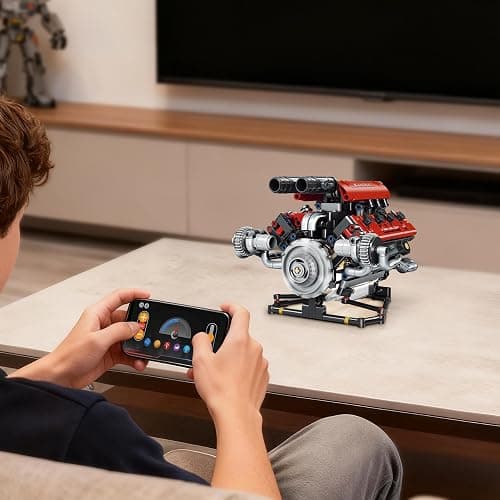 BeepZipp V8 Engine Model Kit Building Blocks, 653PCS Building Toys for Adults Teens, Motorized Model with Lights STEM Construction Engineering Toy, DIY Project Ideal Gift for Men thumbnail 6