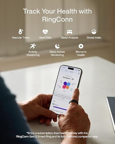 RingConn Gen 3 Smart Ring - Vascular Trends(Size 8, Royal Gold) | No App Subscription, Vibration Alerts, Sleep, Fitness & Heart Rate, 14-Day Battery Life, Size Before You Buy thumbnail 4