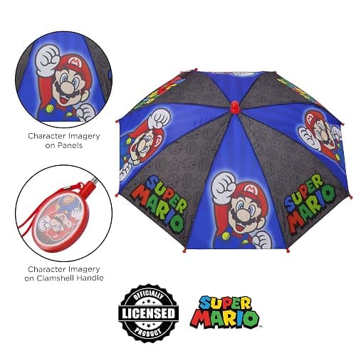 Kids Umbrella, Super Mario, Batman Toddler and Little Boy Rain Wear for Ages 3-6 thumbnail 3