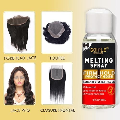 Wig Glue for Front Wigs Adhesive for Closure Wigs Extensions - Lace Melting Spray for Wigs Lace Front Hair Glue Tools with Remover Hair Wax Stick Edge Control Wig Cap Edge Comb Elastic Bnad Set thumbnail 5
