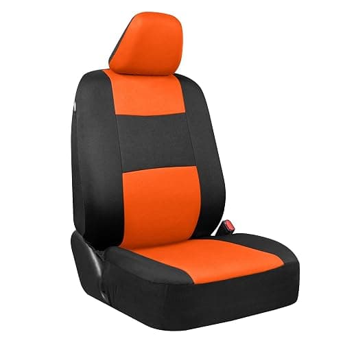 BDK PolyPro Car Seat Covers Full Set in Orange on Black, Front and Rear Split Bench Seat Covers for Cars, Easy to Install Car Seats Cover Set and Accessories for Auto Trucks Van SUV - Orange thumbnail 2