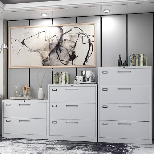 Yizosh 2 Drawer White File Cabinet with Lock, Filing Cabinet for Home Office, Metal Locking Office File Storage Cabinet with Drawers, Lateral Filing Cabinet Organizer for Letter/Legal/F4/A4 thumbnail 8