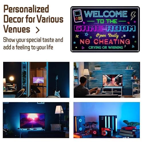 Welcome to the Game Room Metal Tin Sign – Cool Neon Gaming Decor for Boys & Teens, Gamer Room Accessories for Bedroom, Game Night Wall Decor Gift for Gamers, 12 x 8 Inch (2507) thumbnail 5