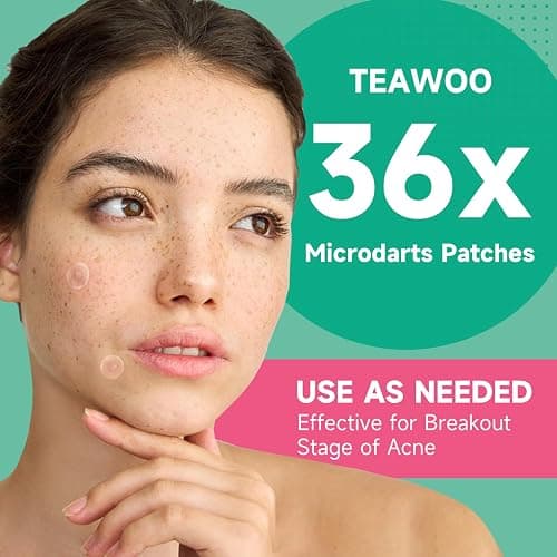 TEAWOO 36-Count Microdart Acne Patches, Hydrocolloid Pimple Patches with Salicylic Acid & Madecossoside, Microdart Zit Patches for Deep Blemishes & Early Stage Acne (Patented) thumbnail 6