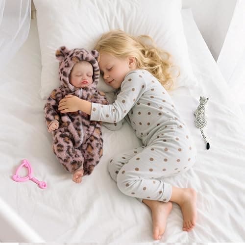 BABESIDE Reborn Baby Doll Clothes Set for 17-22 Inch Dolls, Cozy Babydolls Clothes with Hat for Lifelike Reborn Baby Doll Accessories, Leopard Print thumbnail 6
