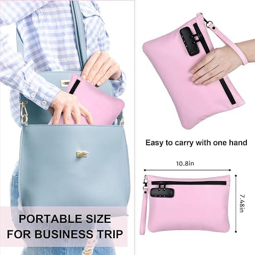 BOYISTARG PU Leather Gift Smell Proof Storage Bags with 8 Items - Waterproof Large Smell Proof Pouch with Combination Lock - Travel Storage Case for Women or Men -Pink thumbnail 6