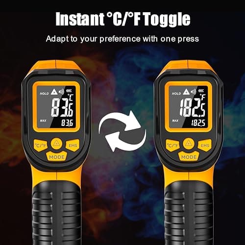 NJTY Infrared Thermometer Gun, -58℉ to 1472℉, High Precision, Non-Contact Laser Temperature Sensor with Backlit LCD, for Cooking, BBQ, Automotive, Industrial Use thumbnail 6
