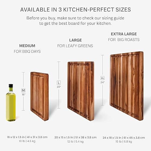 Teakhaus Cutting Board - Large (L) Wood Cutting Board with Juice Groove - Holiday Gift Ideas for Men and Women - Gift-Ready, Reversible, Edge Grain Wood, Knife Friendly - FSC Certified thumbnail 2