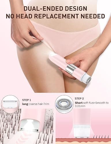 Bikini Trimmer Women 2-in-1 Facial Hair Remover for Women,USB-C Razors Woman,Dual Head Shaver Woman with Smart Light for Intimate,Lady Shavers for Woman Pubic Hair for Lip Underarm Body,Travel Lock thumbnail 2