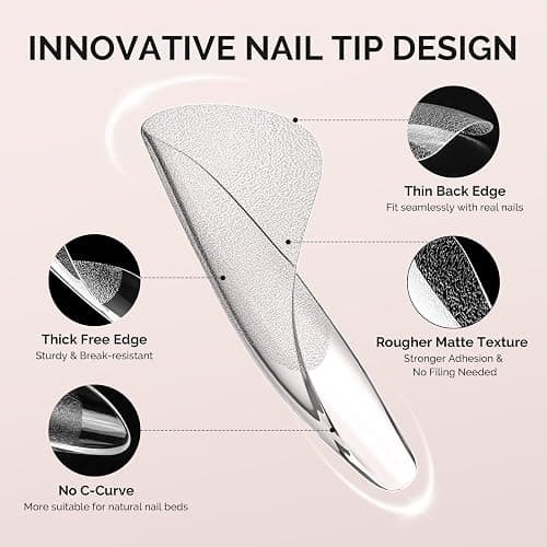 MelodySusie Medium Almond X Nail Tips - 300Pcs Clear Acrylic, Half Matte Full Cover Press on Nails for DIY Extension&Salon Use,15 Sizes Pre-Shaped for Long-Lasting Manicure,Fall Winter Nails thumbnail 3