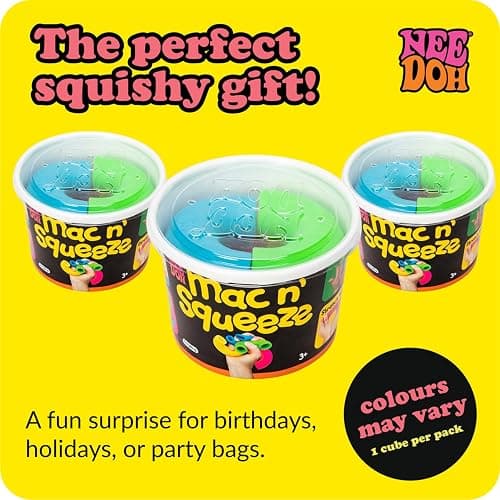 Schylling NeeDoh Mac 'N' Squeeze - Sensory Squeeze Toy - Contains 4 Squishy Noodles - 3" Wide - Color May Vary (Pack of 1) thumbnail 4