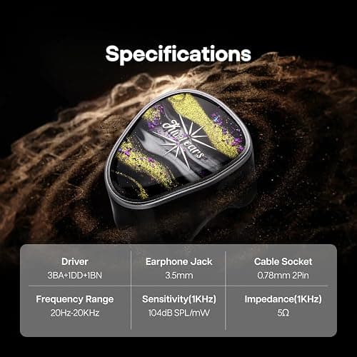 Linsoul Kiwi Ears Étude in Ear Monitor, 3BA+1DD+1BN Hybrid Driver IEM Earphones, Gaming Earbuds, HiFi Stereo Wired Ear Buds with Detachable 2Pin Cable for Audiophiles Musicians thumbnail 4